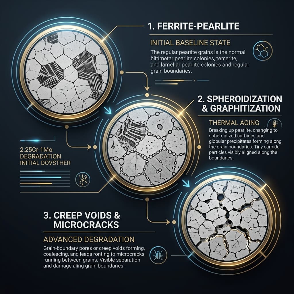 2.25Cr-1Mo steel microstructure degradation stages